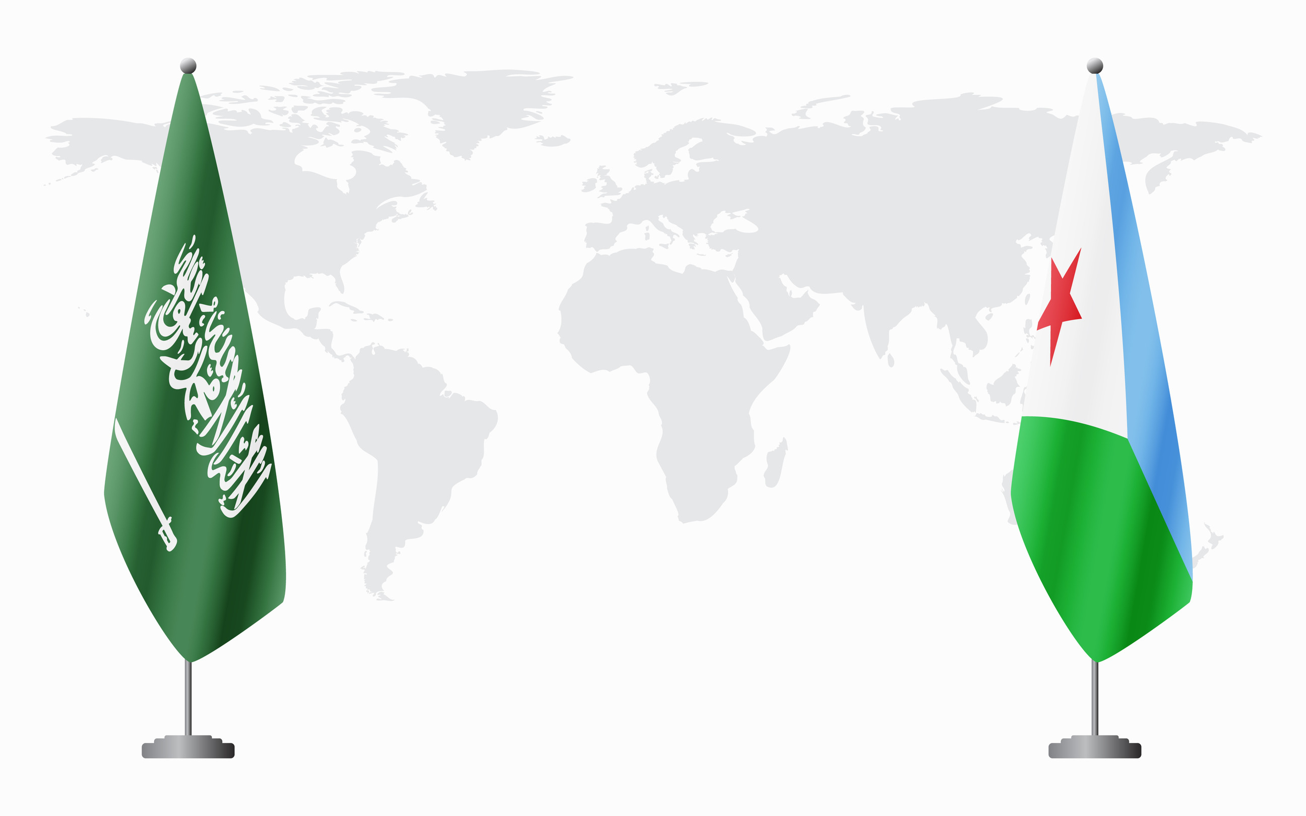 Saudi Arabia And Djibouti Flags Saudi Arabia And Djibouti Flags