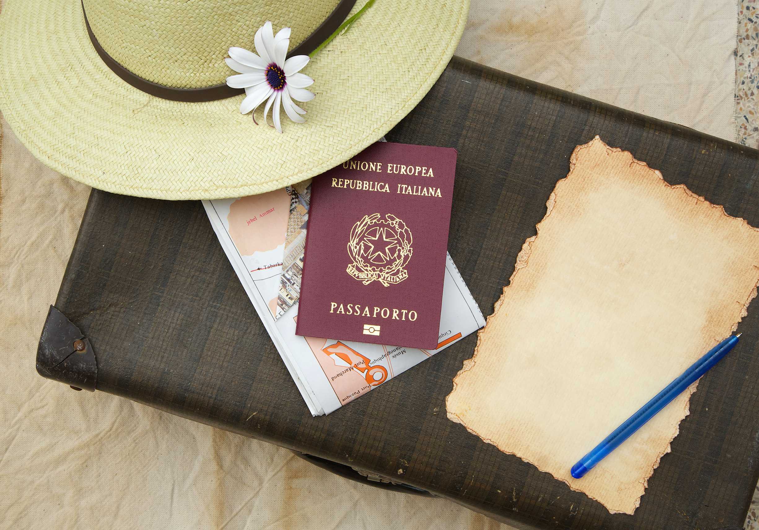 Suitcase Italian Passport Map And Travel Checklist Suitcase Italian Passport Map And Travel Checklist