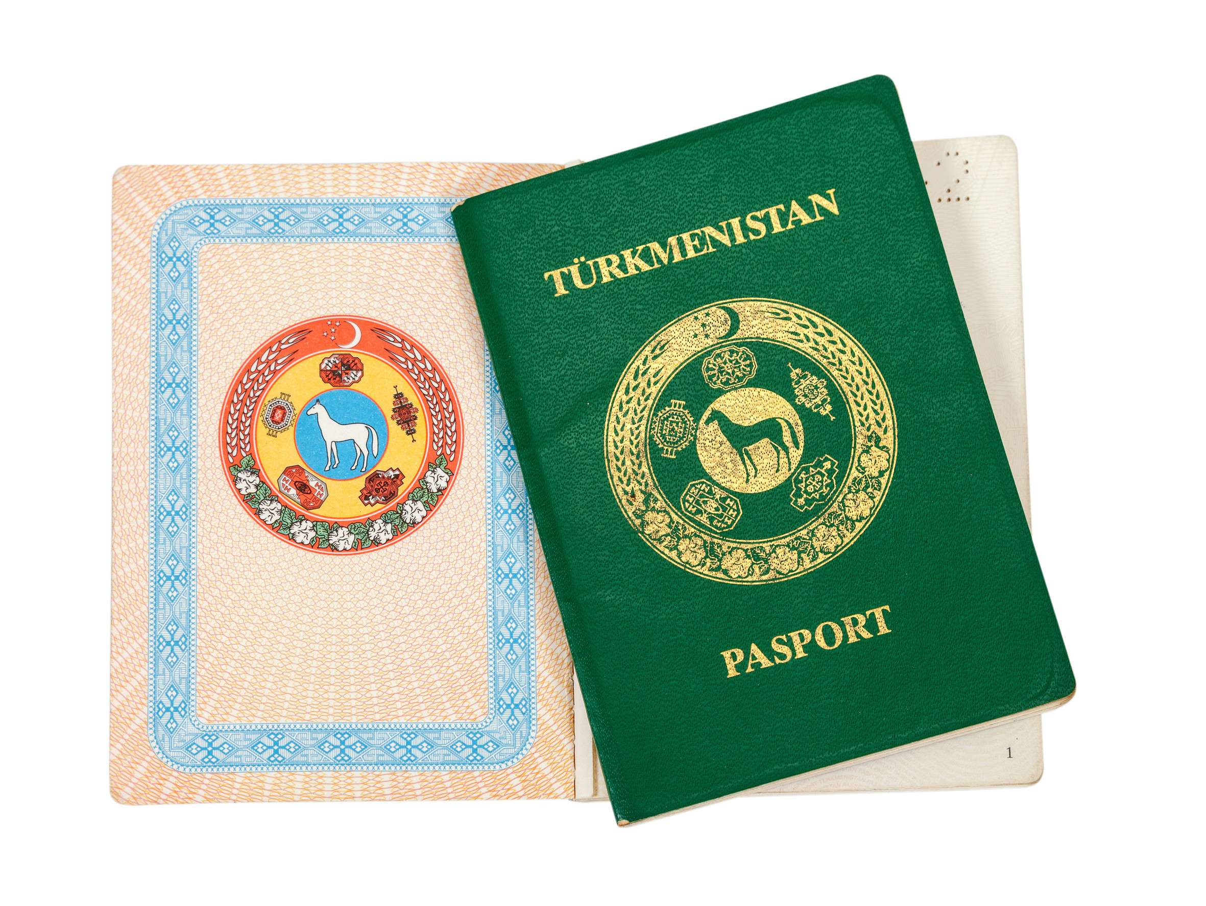 Turkmenistan Passport Isolated On White Background